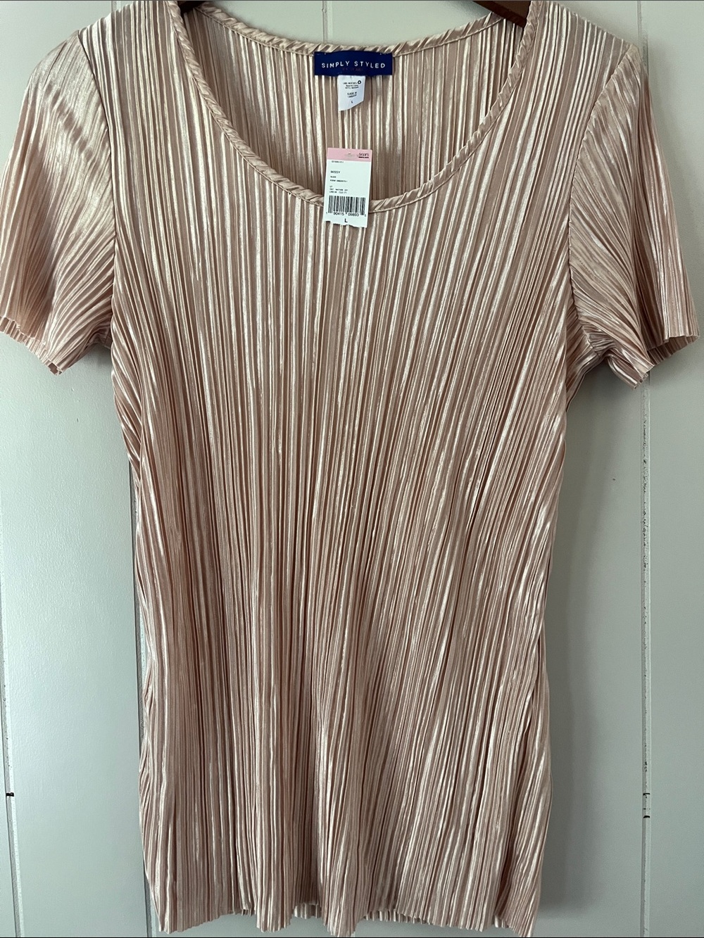 Simply Styled Pleated Short Sleeve Top in Dusty Blush